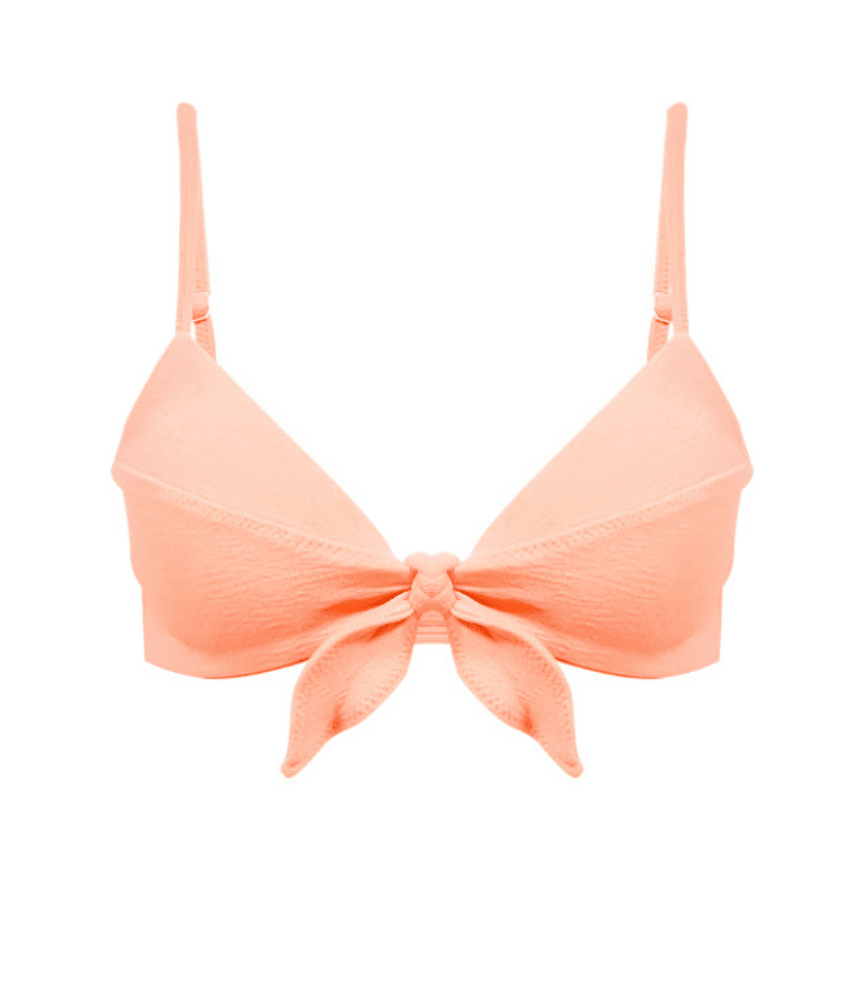 Boucle Knot Bralette Peach Bikini Top
