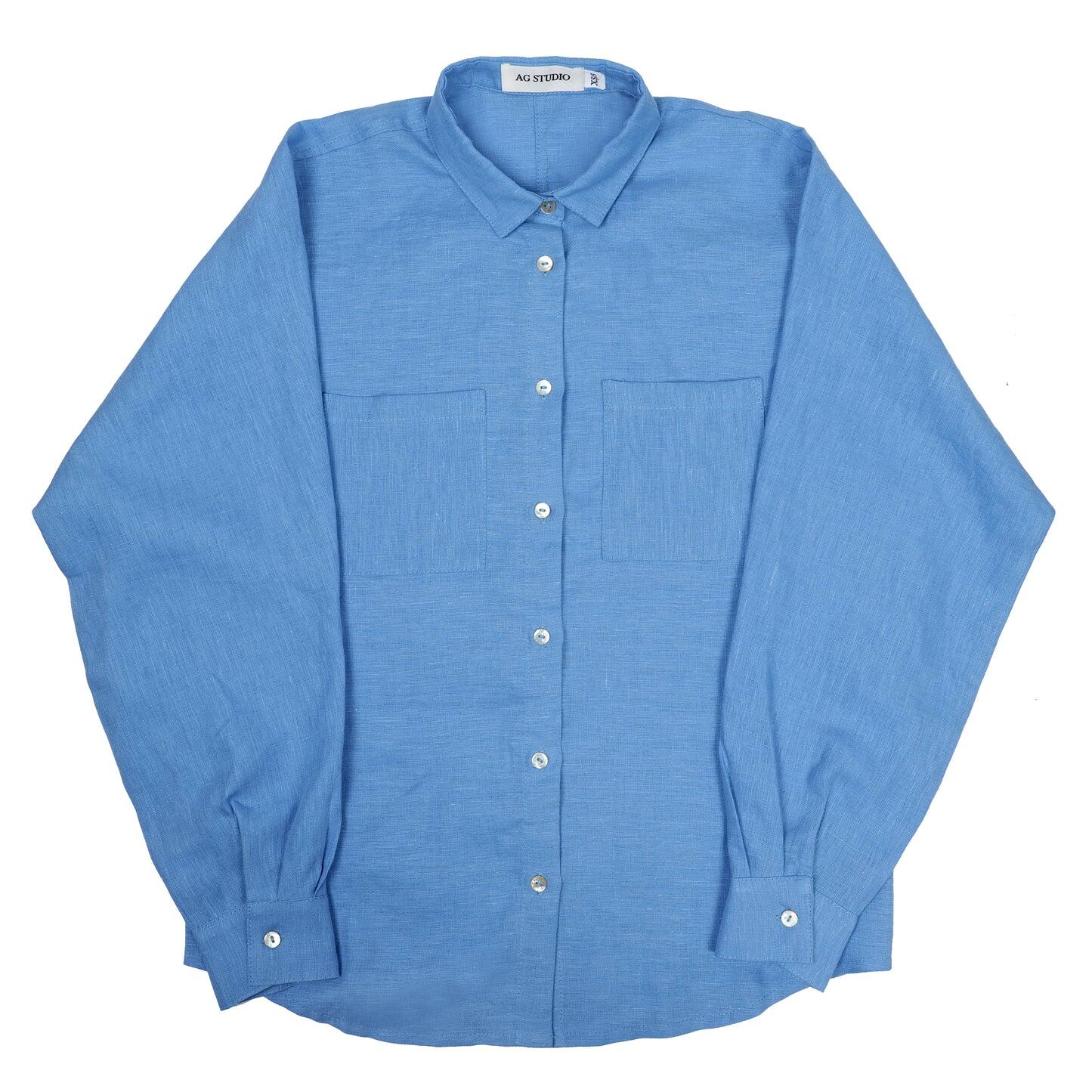 Blue Linen Shirt for Women