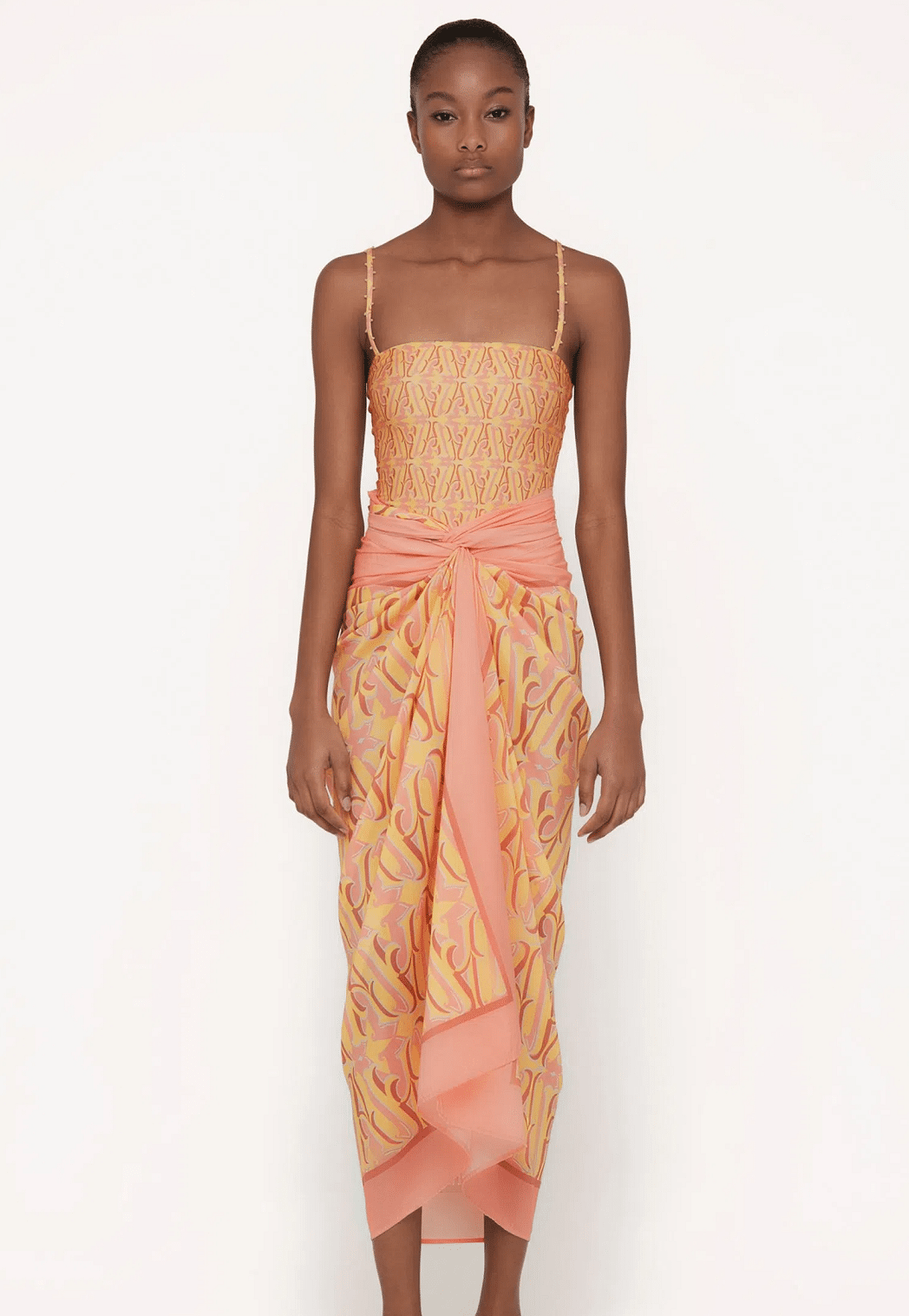 Womens Sarong Skirt in Pink Yellow Ladies Printed Sarong