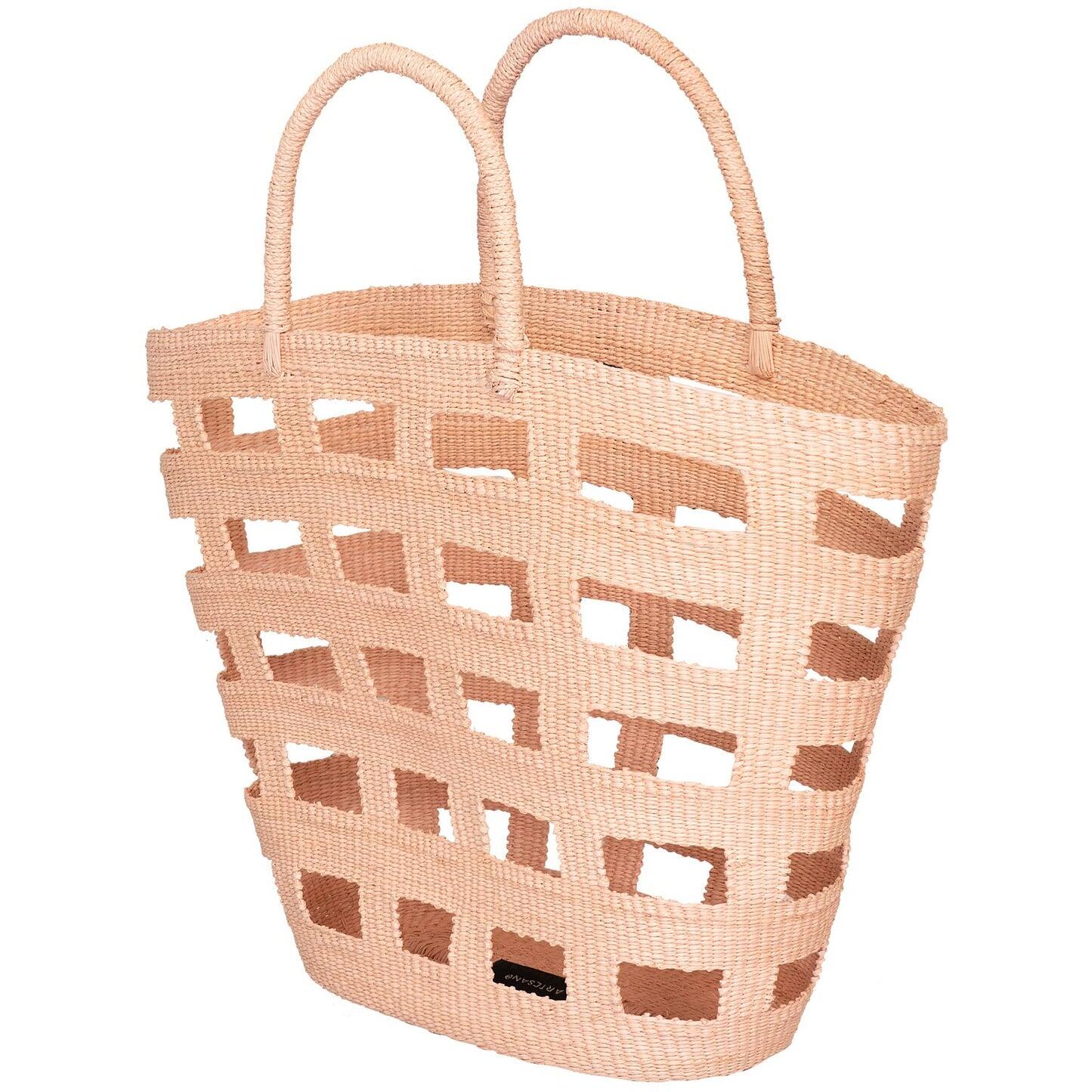 Load image into Gallery viewer, Paros Large Straw Vented Tote Bag Coral

