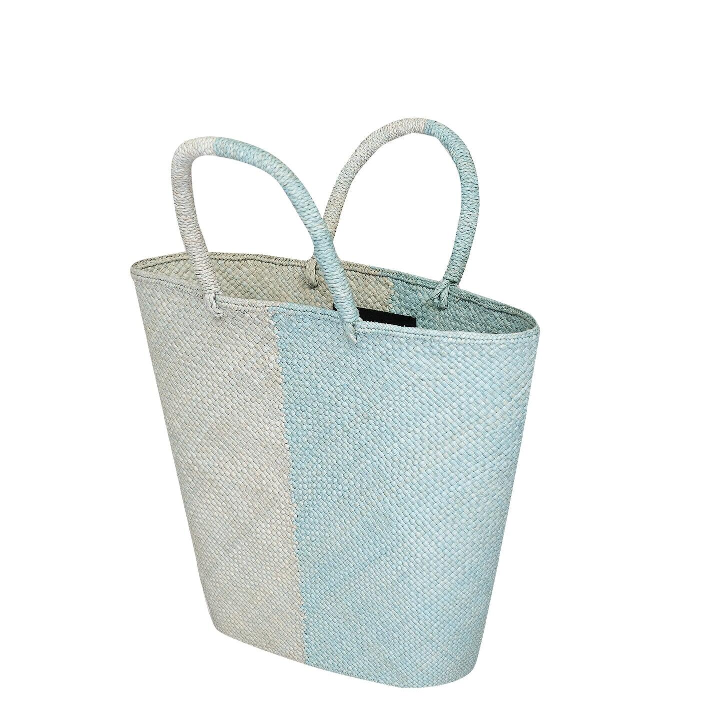 Capri Small Straw Two-Tone Tote Small Bag Ice & Aquamarine