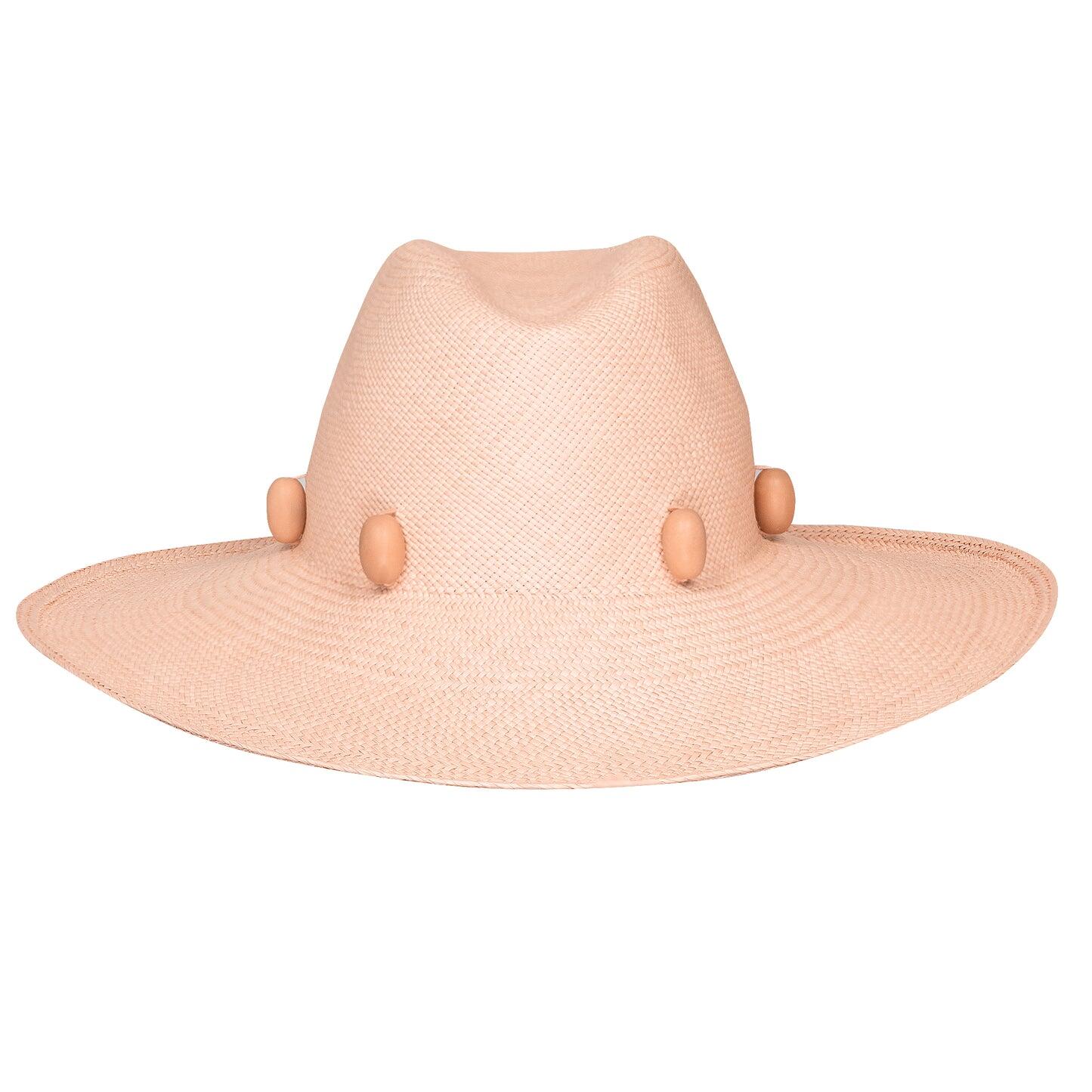 Load image into Gallery viewer, Marseille Classico Wide Brim Hat Coral With Oval Tagua Beads
