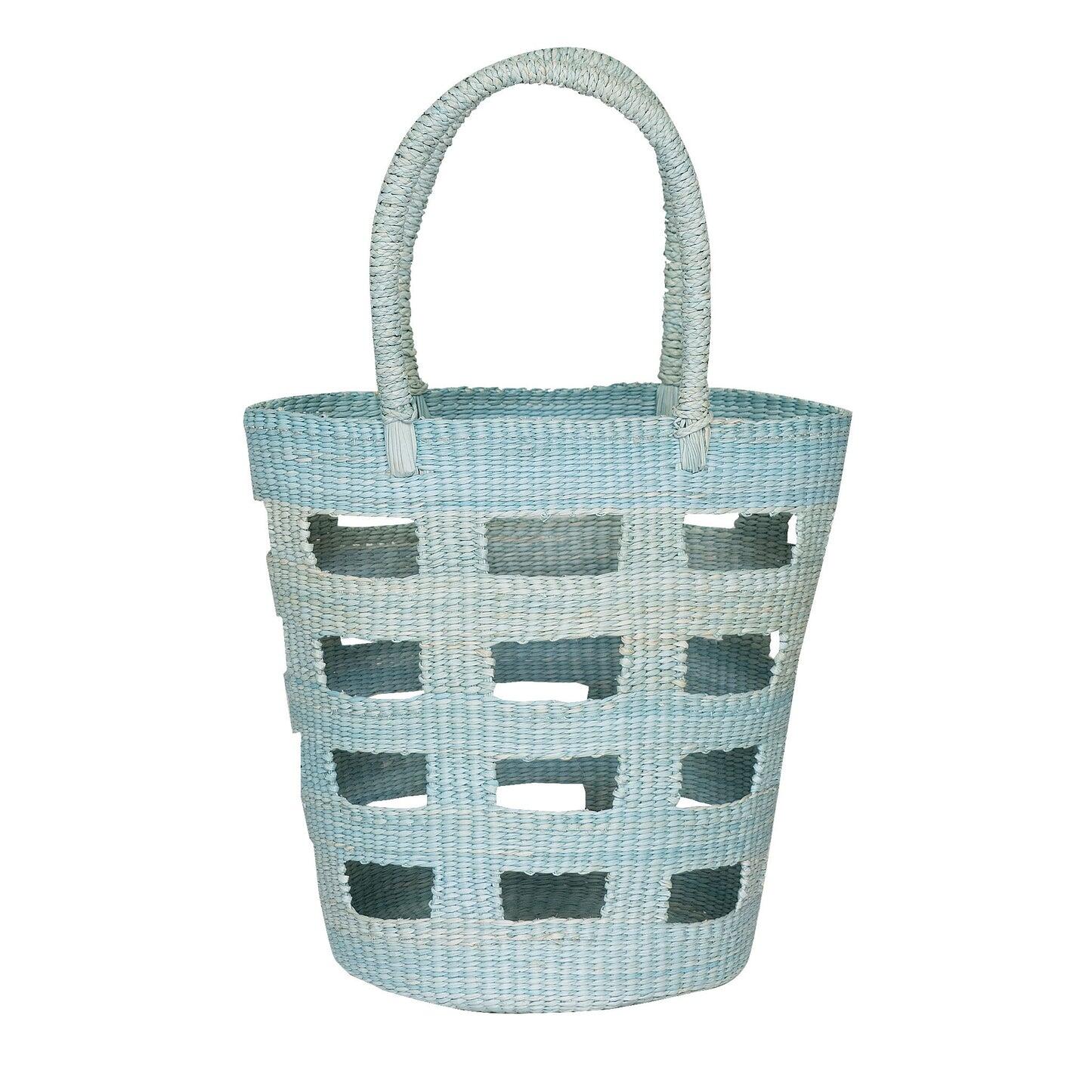 Paros Small Straw Vented Tote Bag Aquamarine