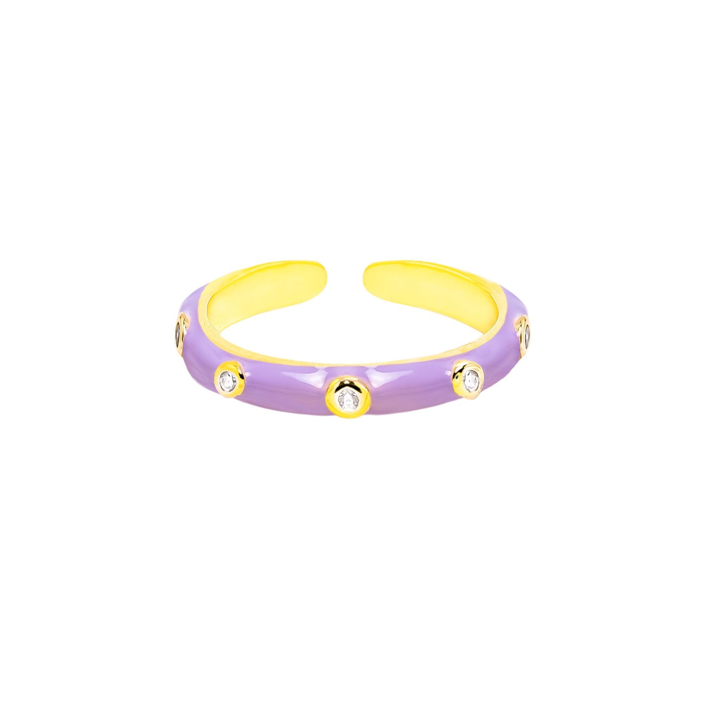 Enamel Round Bamboo Joint Stacked Ring Light Purple