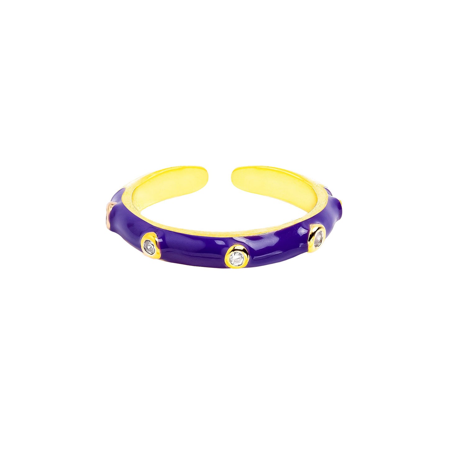 Load image into Gallery viewer, Enamel Round Bamboo Joint Stacked Ring Purple #8
