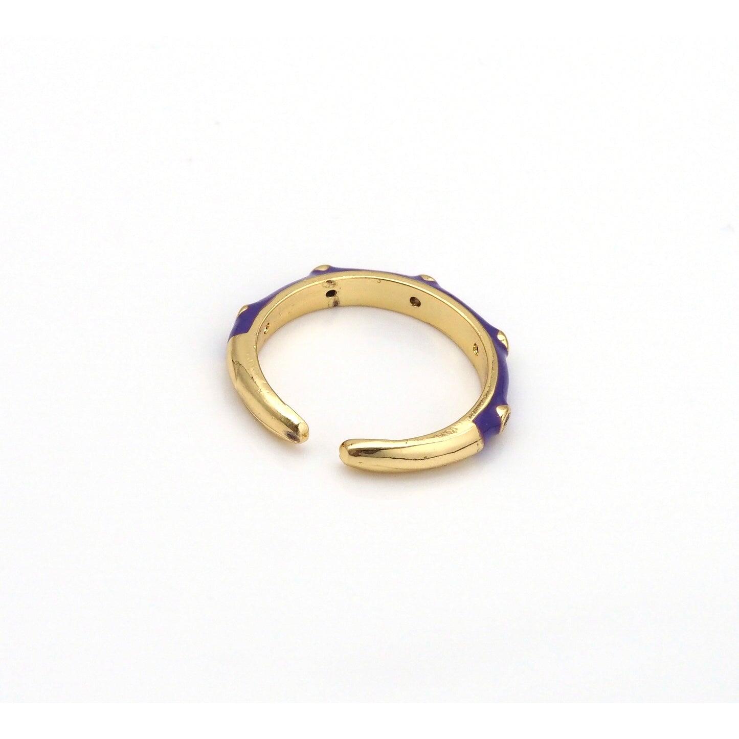 Load image into Gallery viewer, Enamel Round Bamboo Joint Stacked Ring Purple #8
