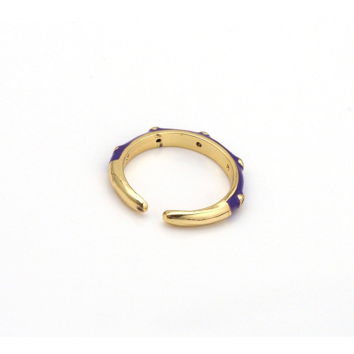 Enamel Round Bamboo Joint Stacked Ring White #1 - Ring