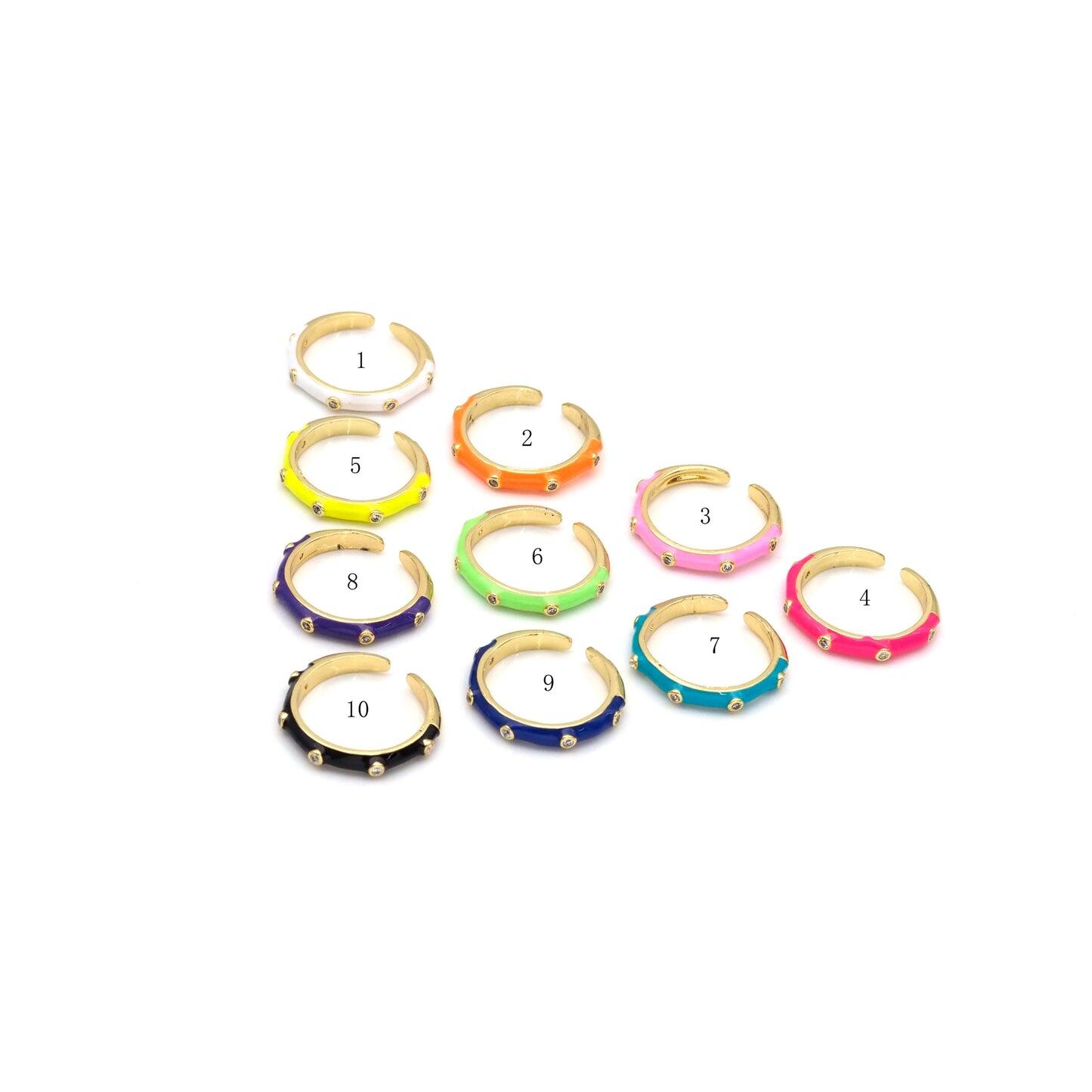 Enamel Round Bamboo Joint Stacked Ring White #1 - Ring
