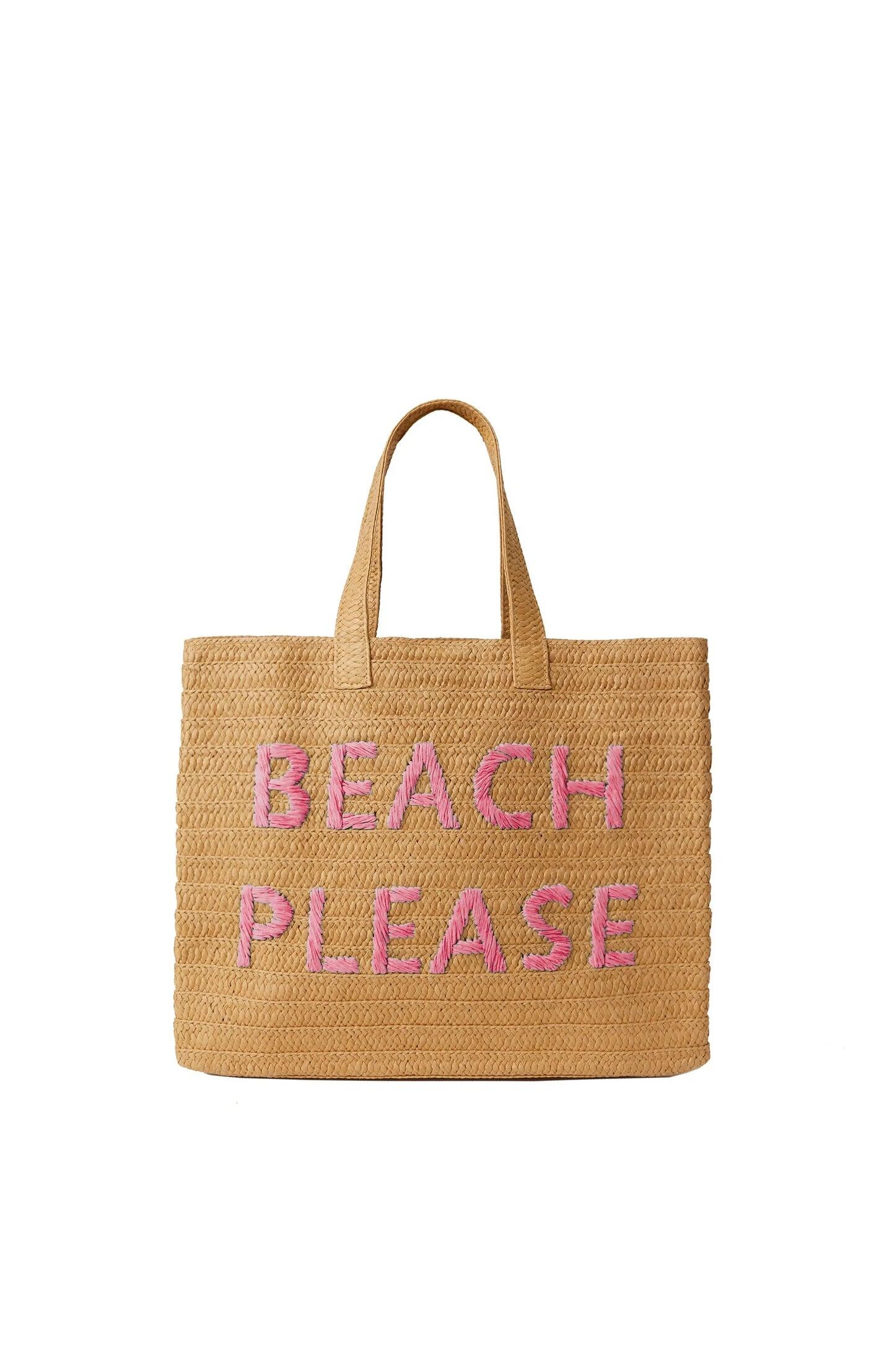 Beach Please Tote Sand/Fuchsia