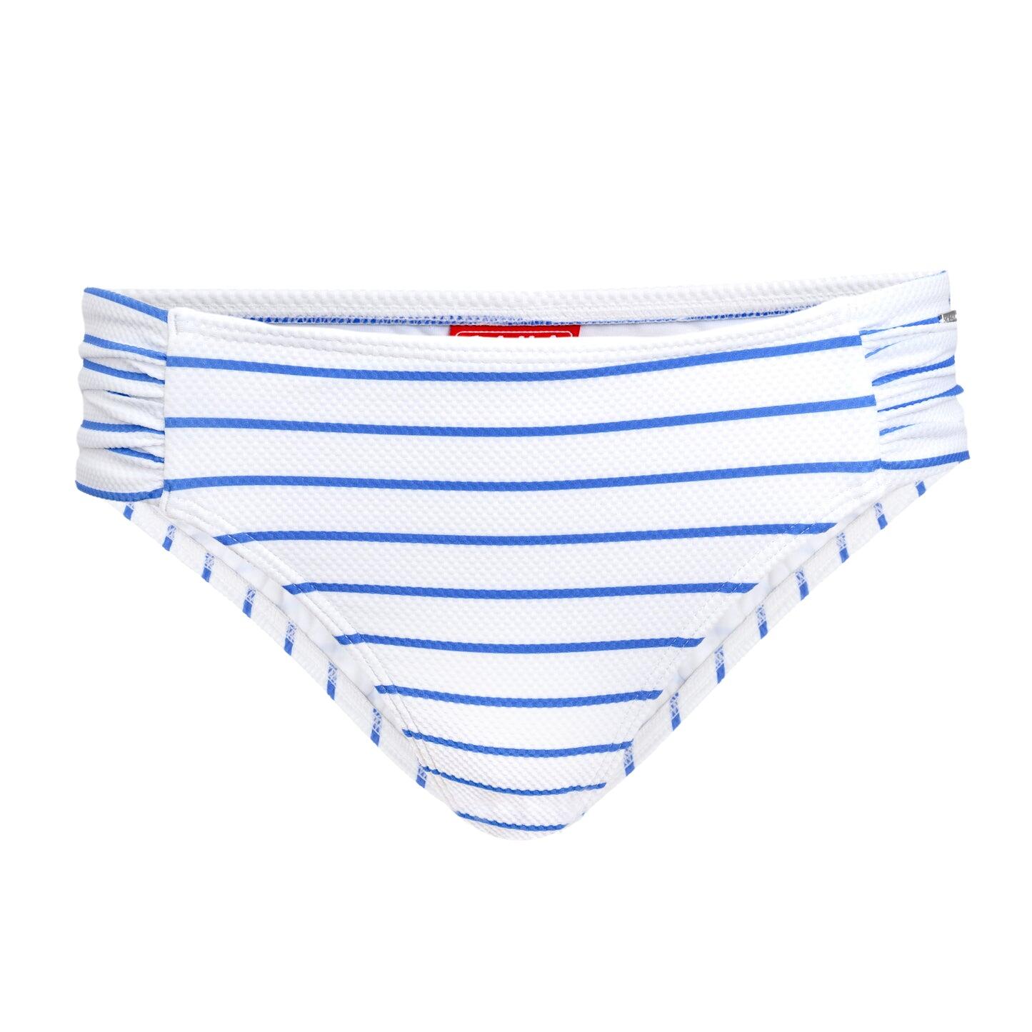 Janice Rouched Bikini Bottom Nautical Stripe - Bikini Bottom