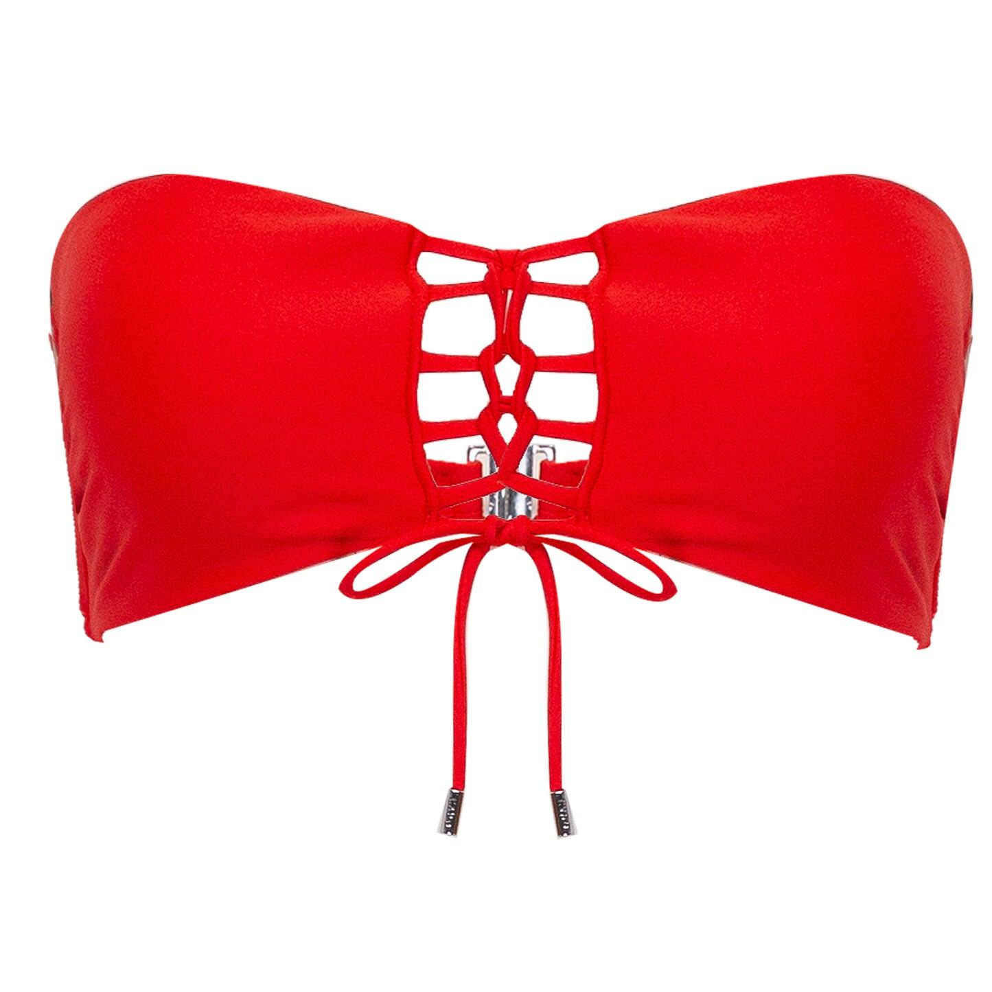 Load image into Gallery viewer, Scarlett Lace Up Bandeau Red
