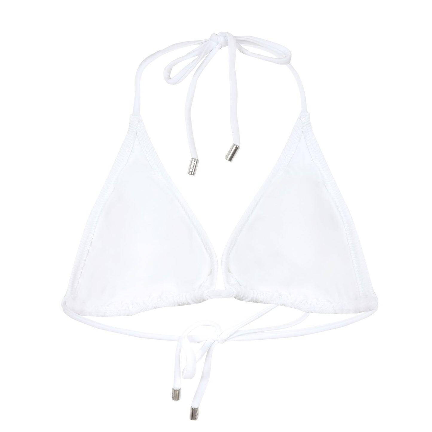 Ainsley Triangle Halter Top White - Bikini Top