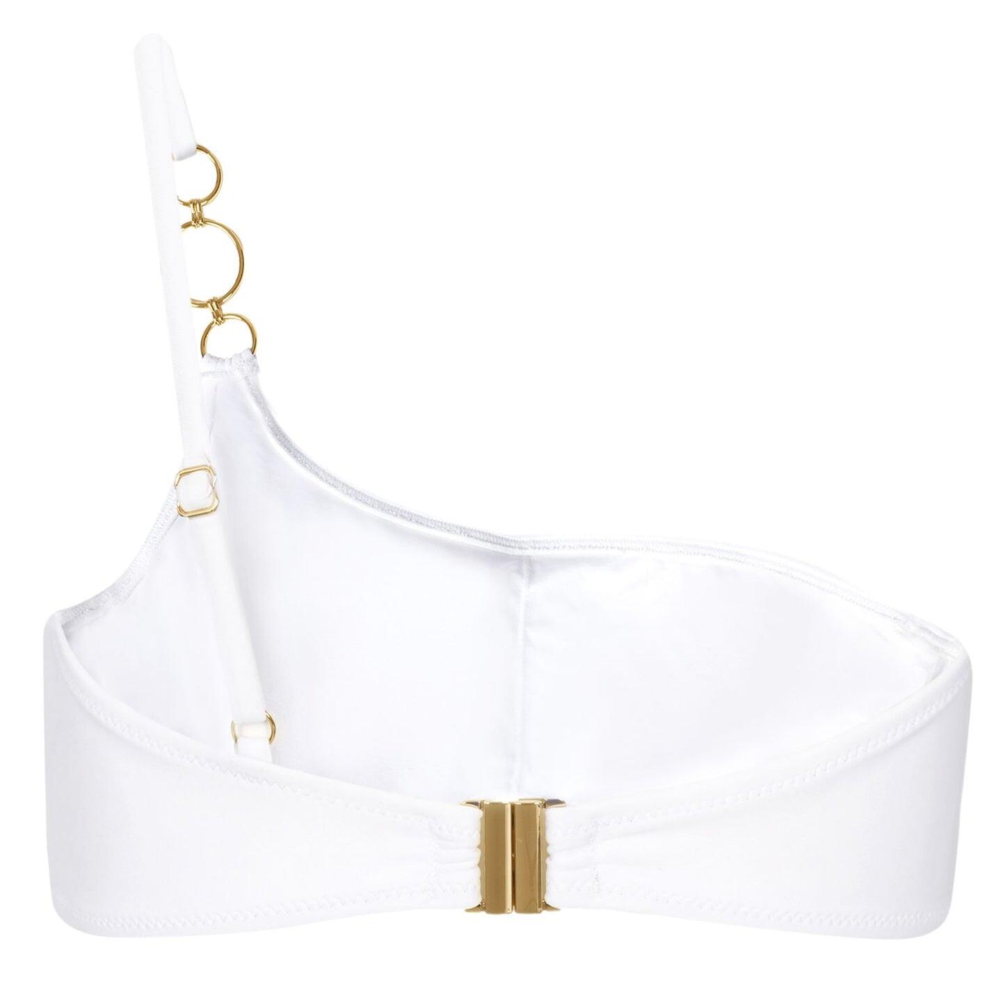 Shara Asym Ring Bikini Top White - Bikini Top