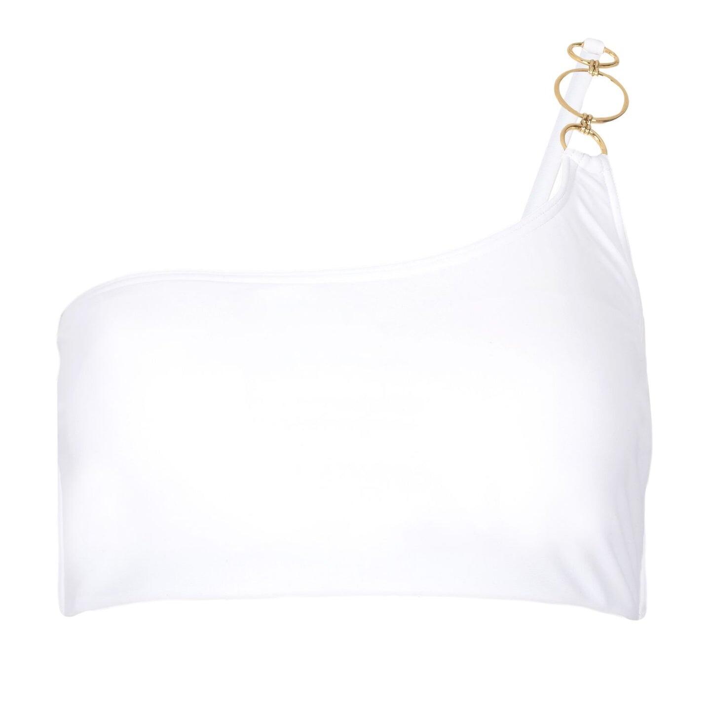 Shara Asym Ring Bikini Top White - Bikini Top