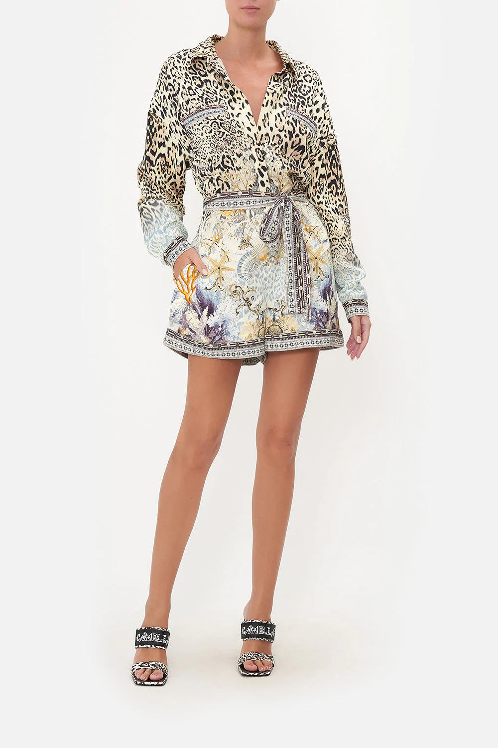 Load image into Gallery viewer, Leopard Print Playsuit in Icy Blue
