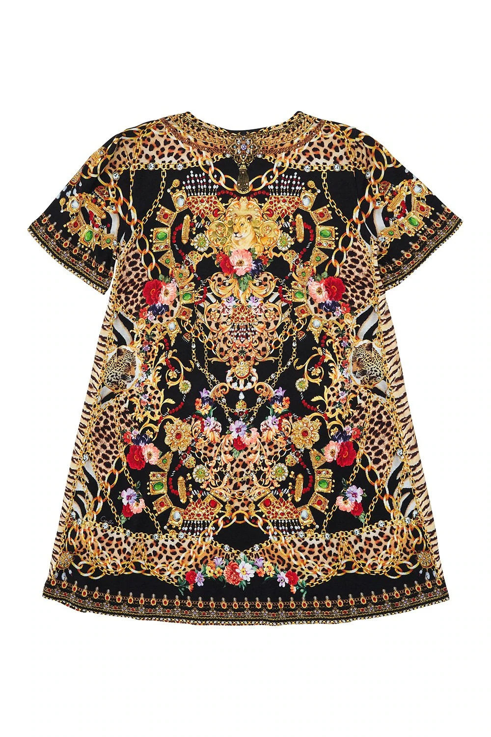 Girls T Shirt Dress in Black/Gold