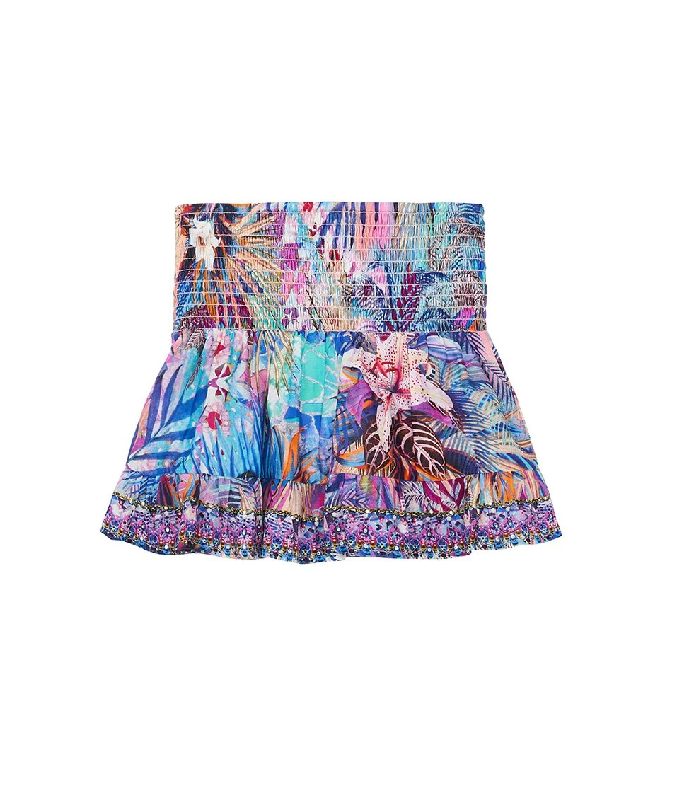 Kids Shirred Waist Skirt in Pink/Blue