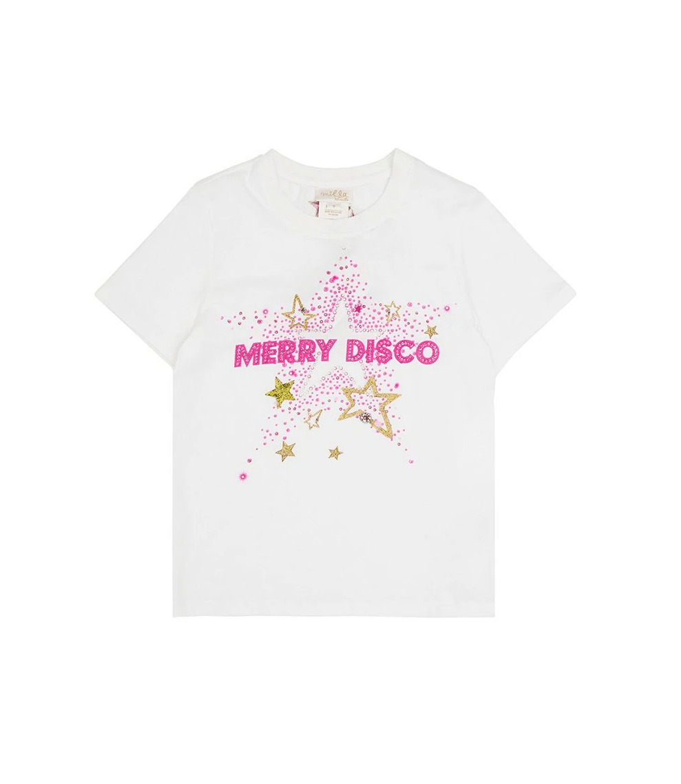 Kids White T Shirt With Pink/Gold Glitter