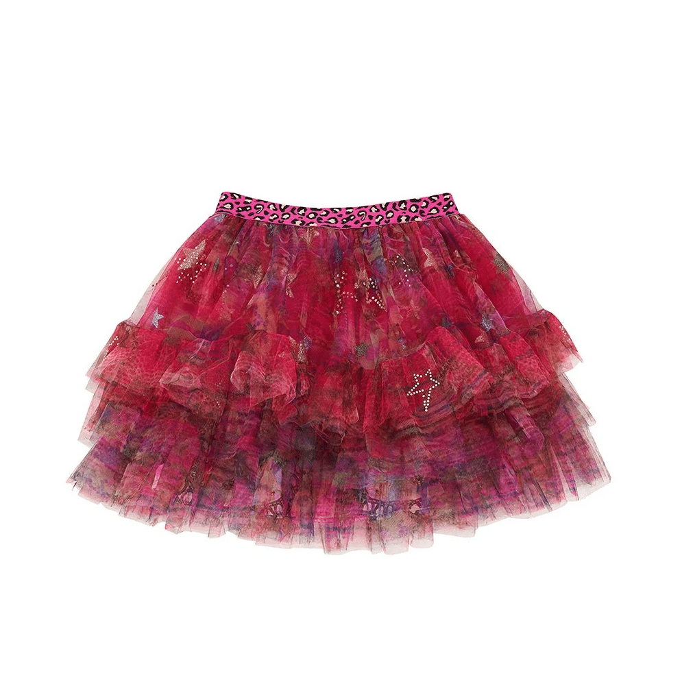 Tiered Red Skirt With Frills