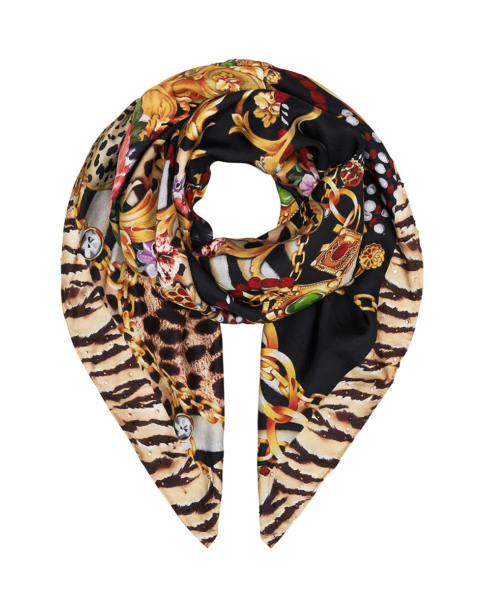 Luxury Silk Scarf with Tiger Print | Camilla