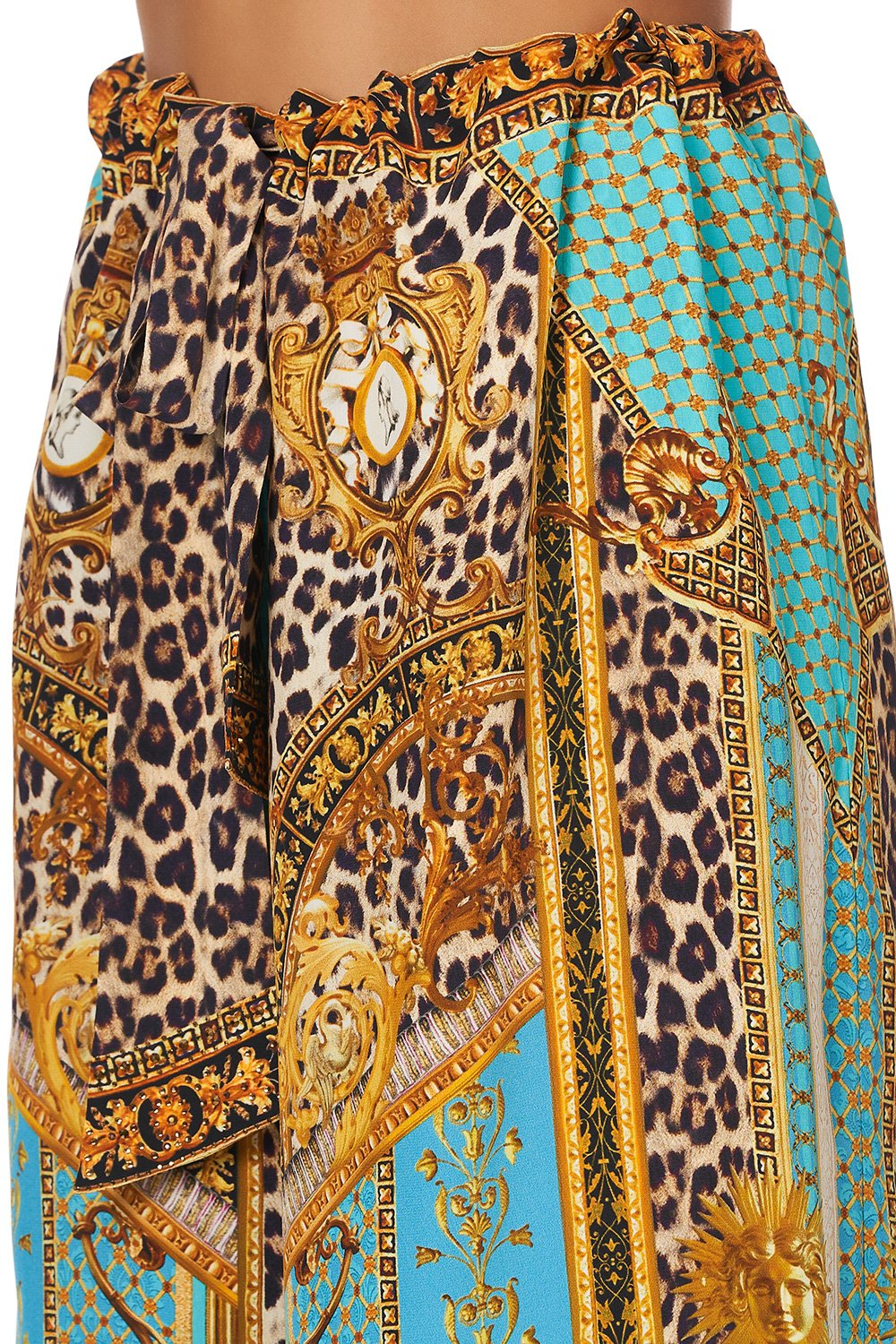 Printed Silk Trousers with Tie Waist