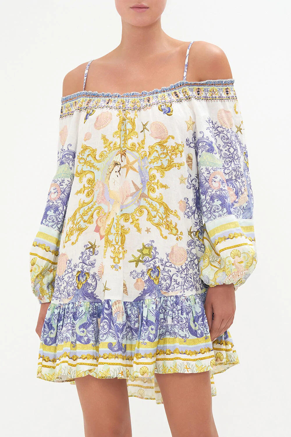 Boho Chic Dress with Blouson Sleeves