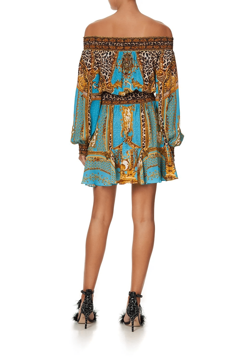 Long Sleeve Embellished Mini Dress