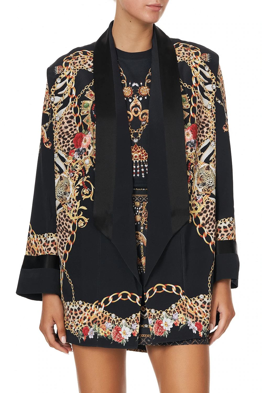 Embellished black blazer cheap