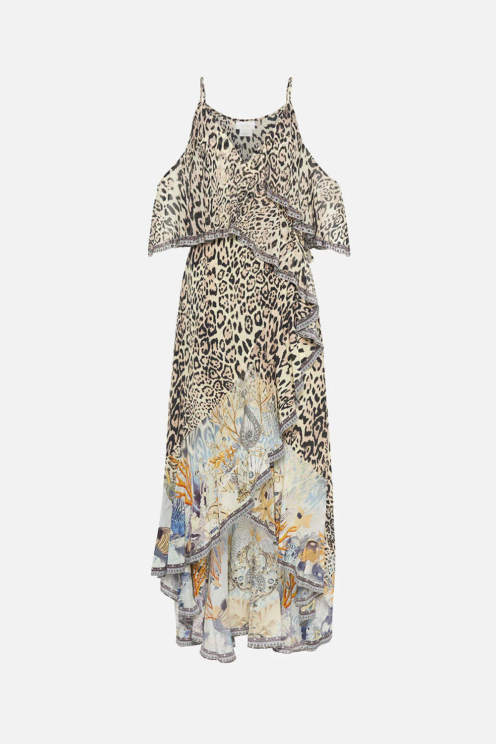 Embellished Wrap Dress with Ruffles