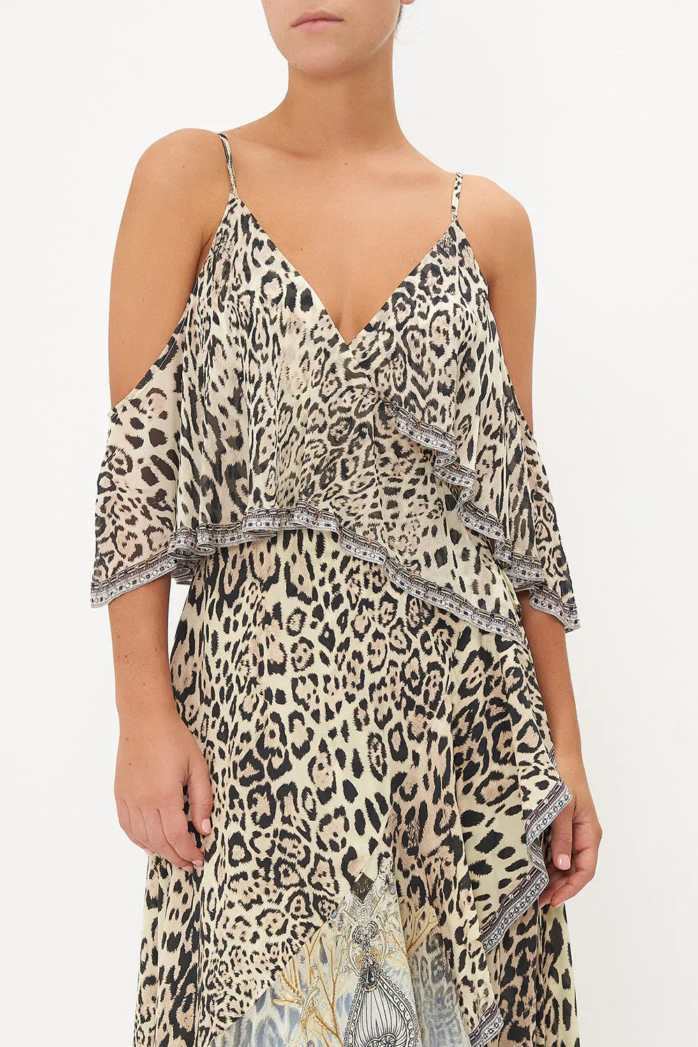 Luxury Silk Dress with Sea Horse Print