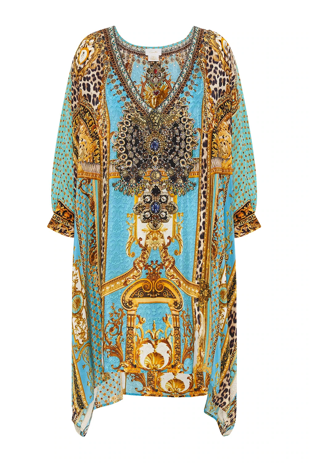 short kaftan beach cover up in silk