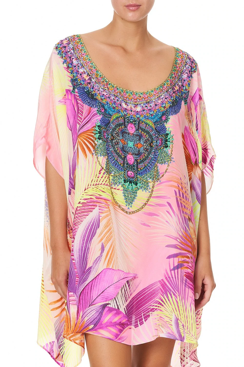 Load image into Gallery viewer, Short Round Neck Kaftan Layer South Beach Sunrise

