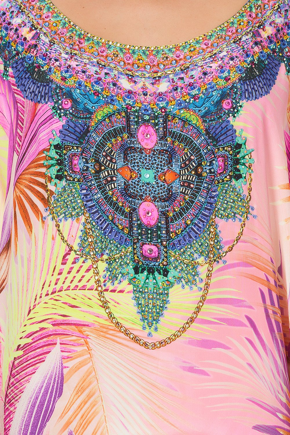 Load image into Gallery viewer, Short Round Neck Kaftan Layer South Beach Sunrise
