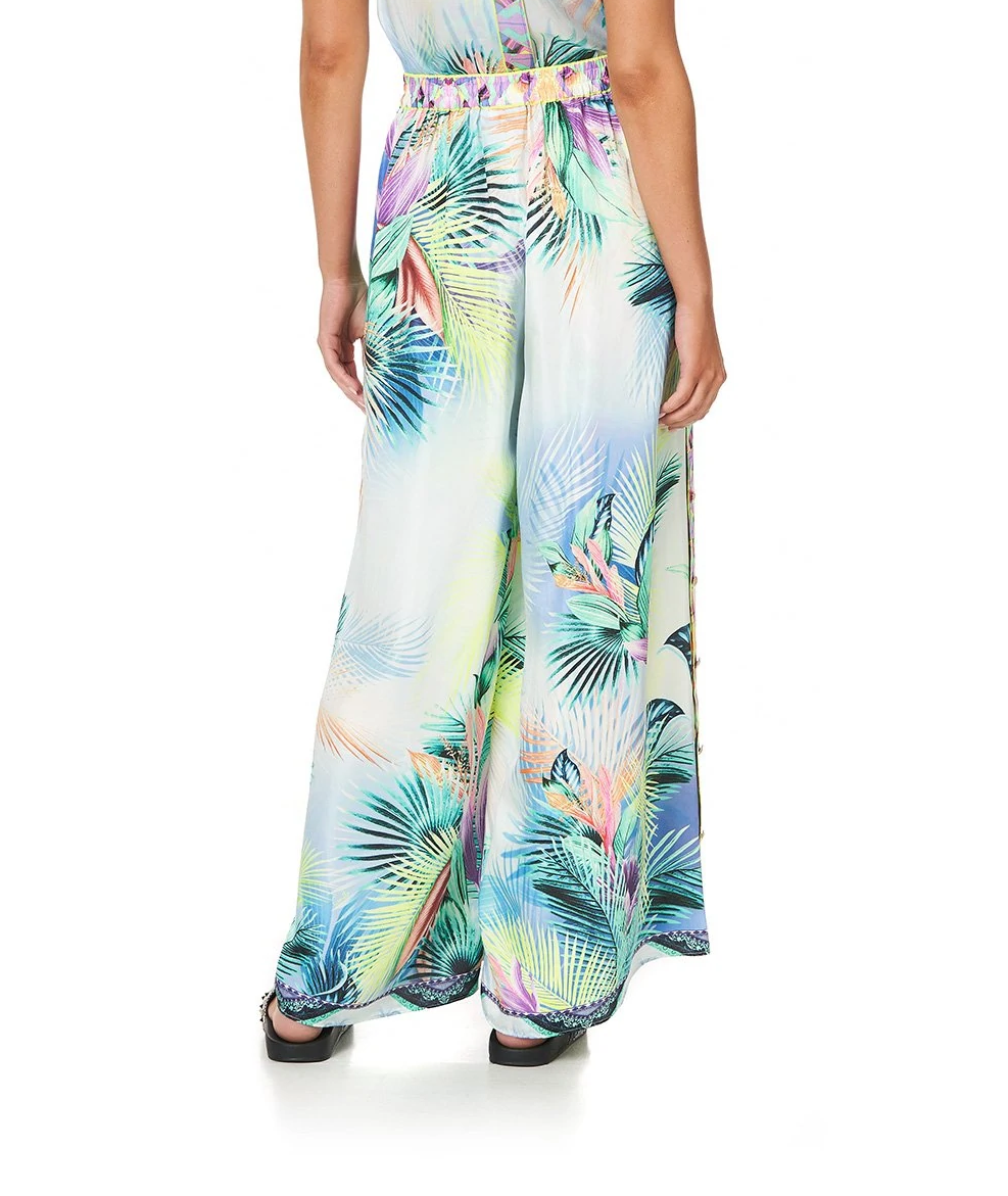 Designer Wide Leg Silk Pants