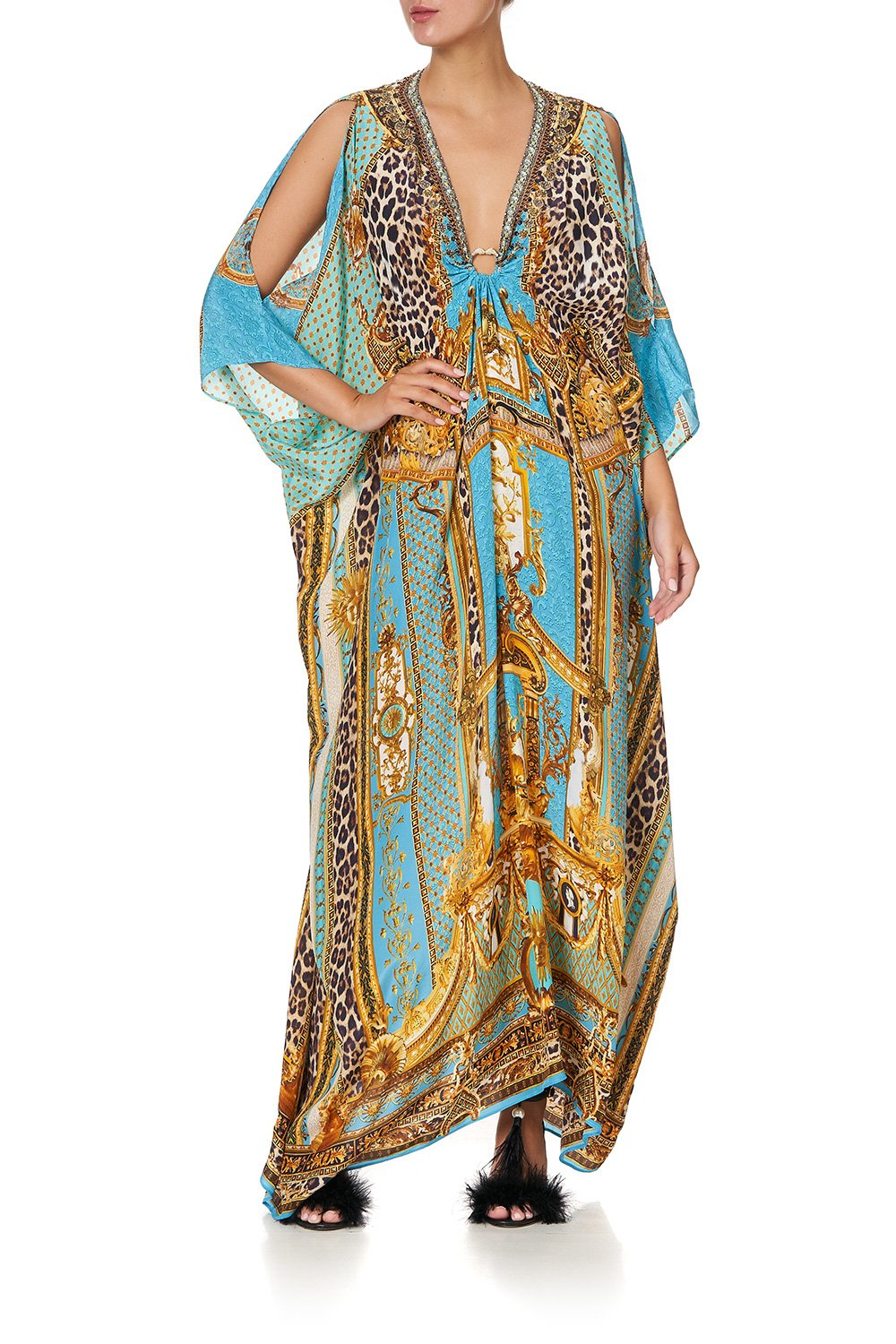 Designer Blue Kaftan with Crystal Embellishment 