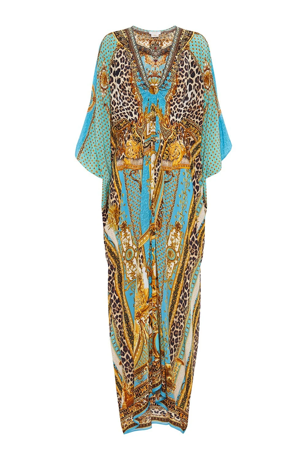 Camilla Silk Kaftan with Gold Hardware
