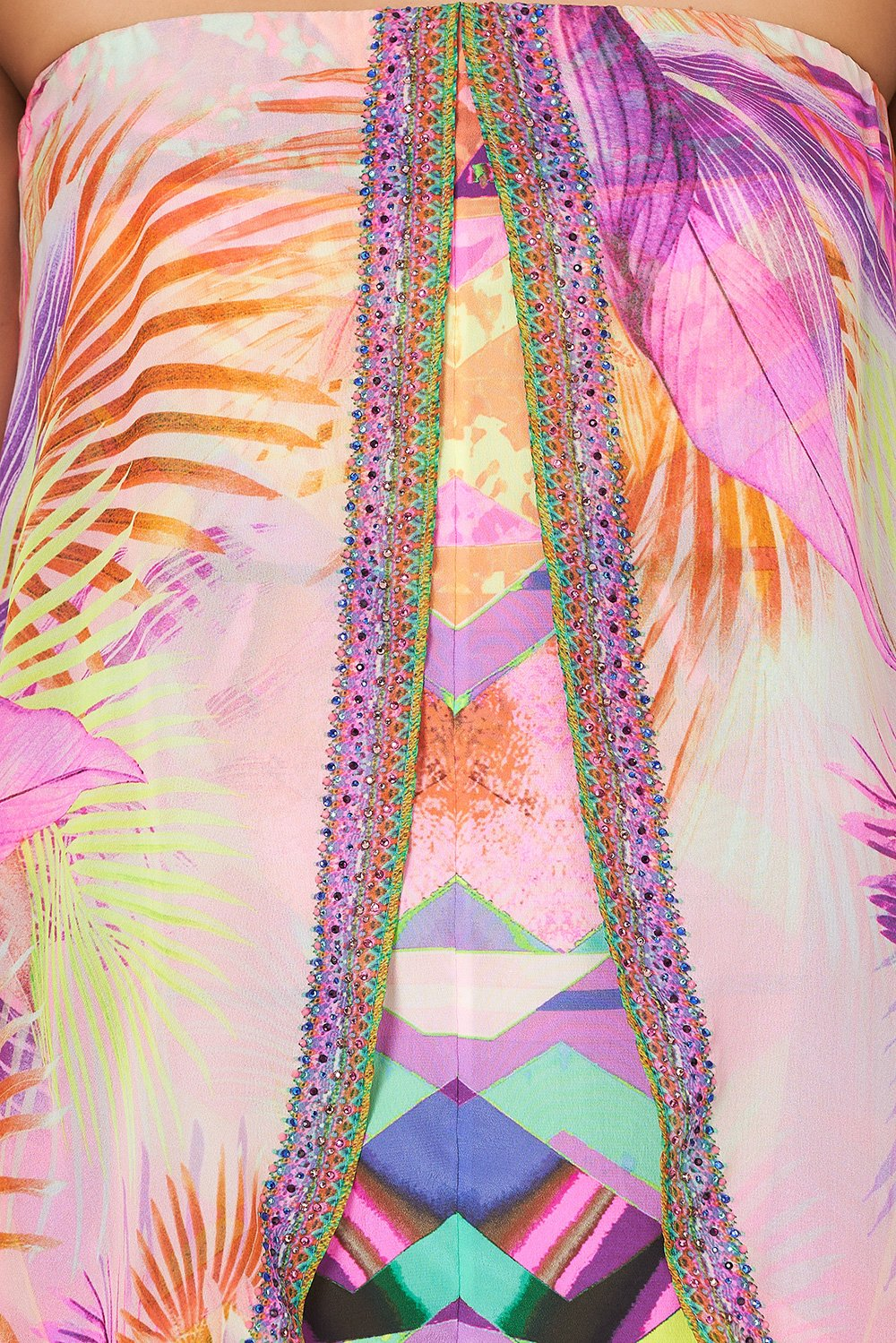Pink Silk Playsuit with Crystal Embellishment 