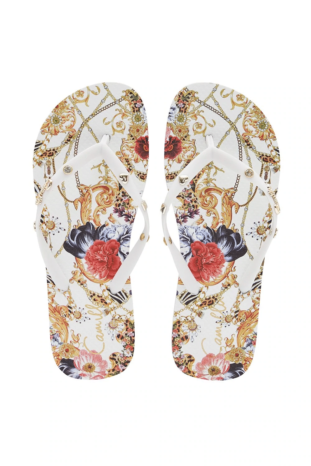 Platform Thong Sandals in Ivory Print 