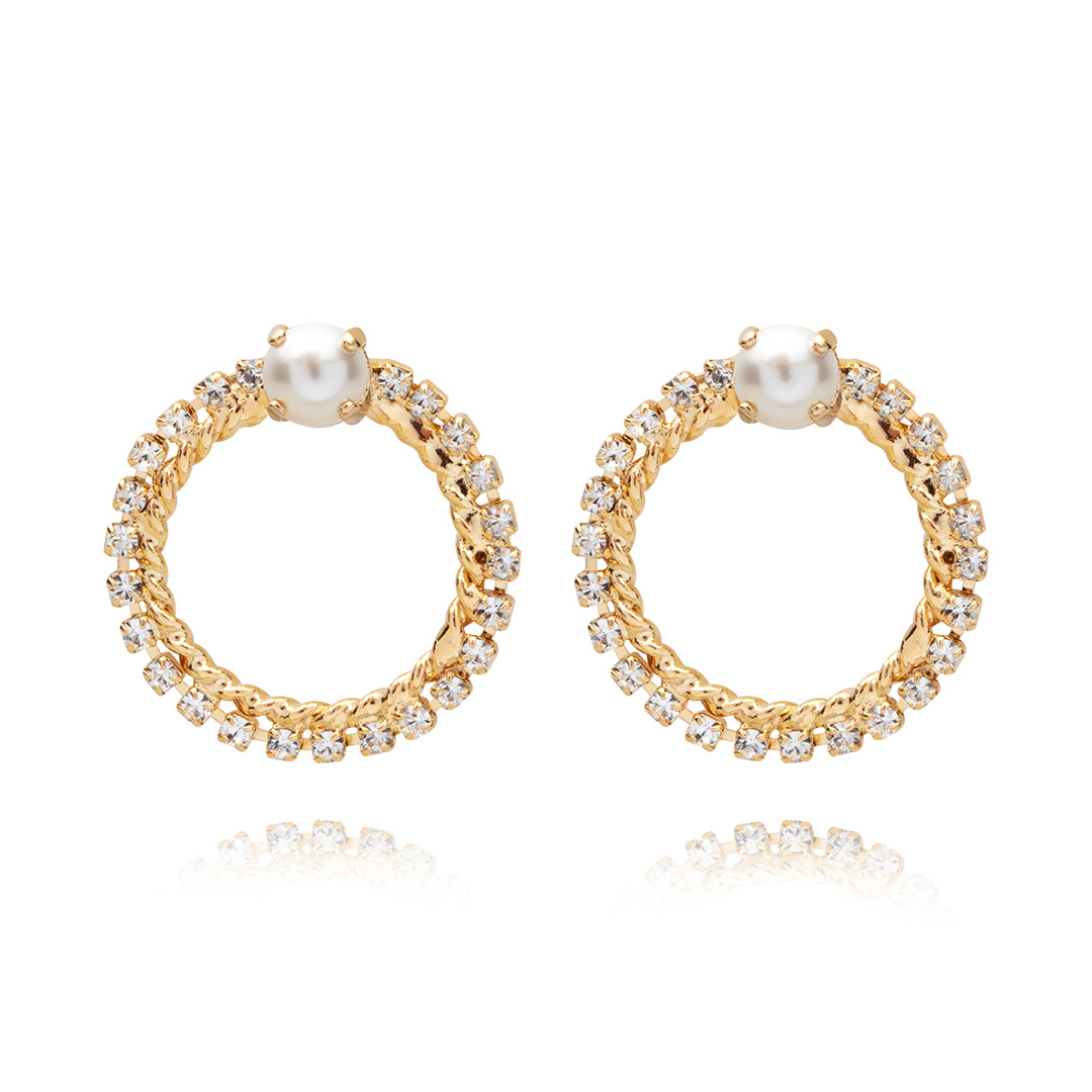 One Love Earrings Crystal Pearl