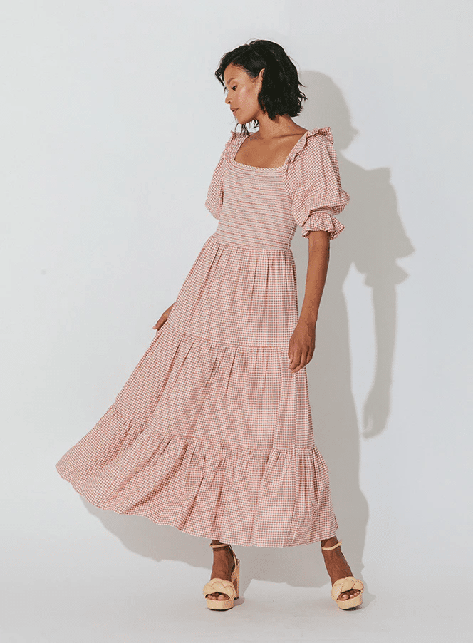 Salma Midi Dress Rose Gingham - Dress
