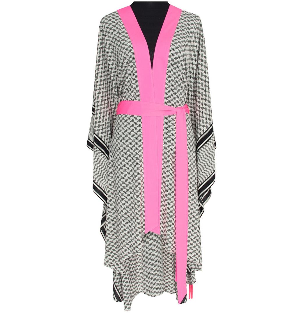 Desert Tribe Long Kimono Neon Pink