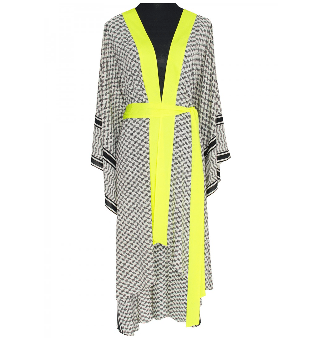 Desert Tribe Long Kimono Wings Gold Sequin In Neon Yellow