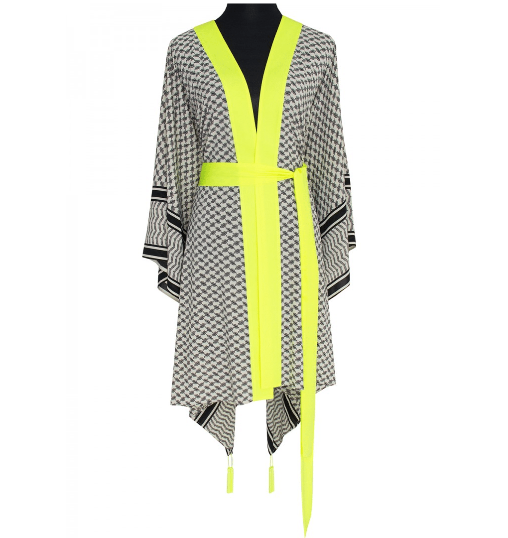 Desert Tribe Midi Kimono Skull Neon Yellow - Kimono