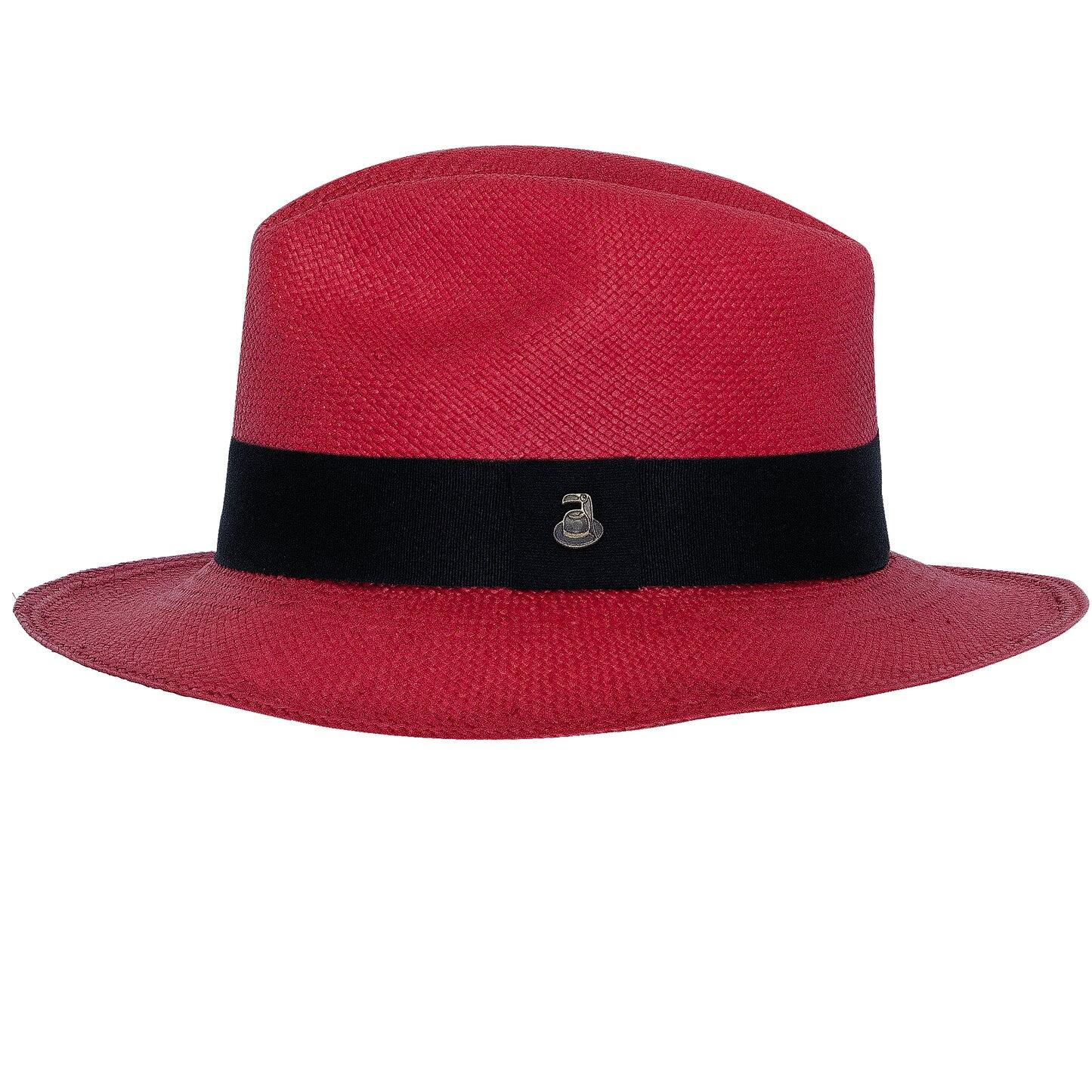 Panama Hat Unisex Classic Red with Black Band