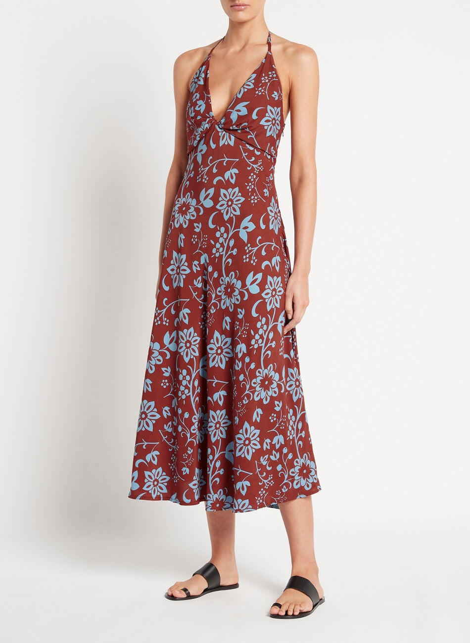 Rayon Crepe Sleeveless Midi Dress