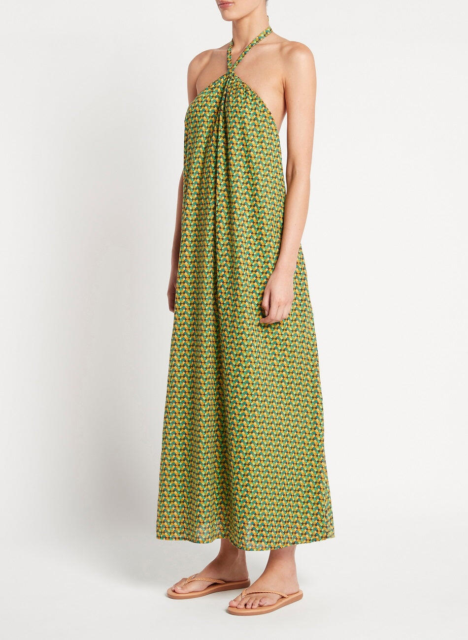 Green Halter Neck Maxi Dress