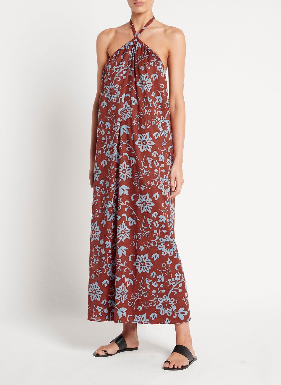 Sleeveless Maxi Dress Brown/Blue