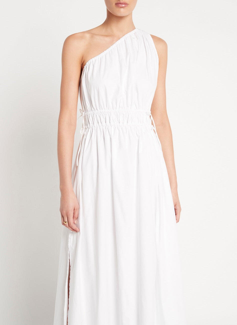 White Dress with Side Splits at Hem
