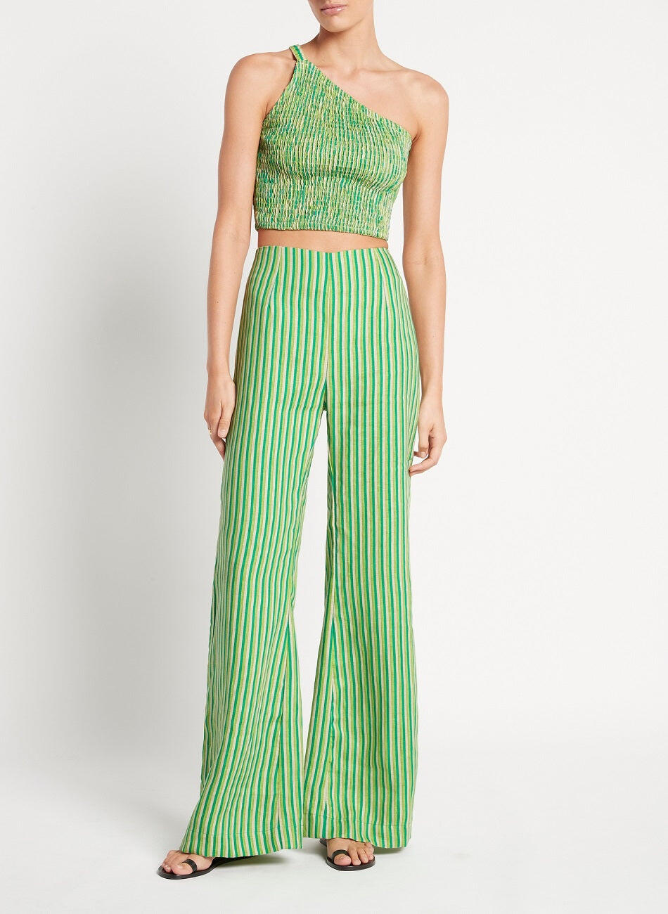 One shoulder striped deals top