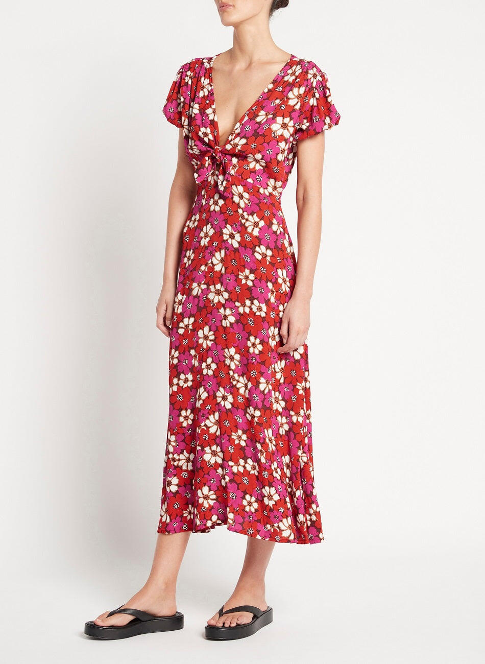 Floral Puff Sleeve Midi Dress
